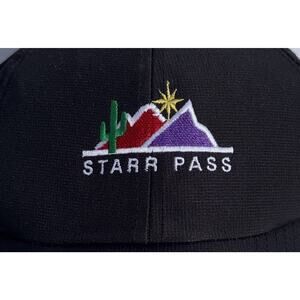 Baseball Cap. STARR PASS Imperial Brand Small Fit Adjustable BLACK w/ color logo